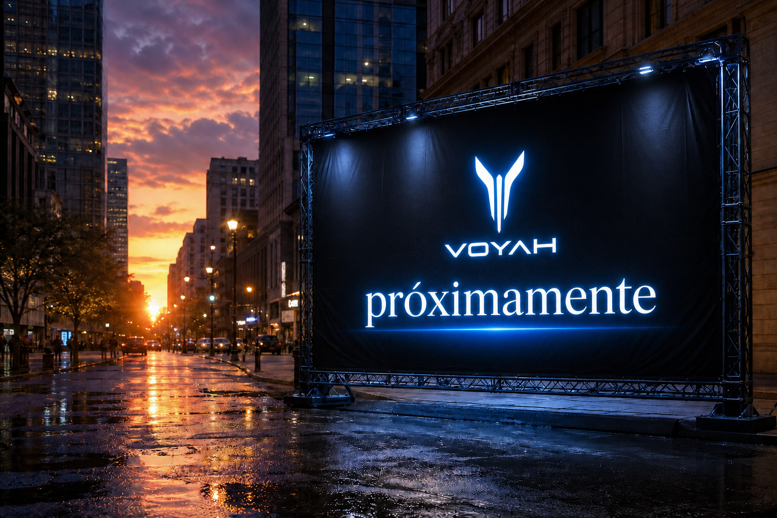 Proximity Announcement Sign with Voyah Logo at Night-2